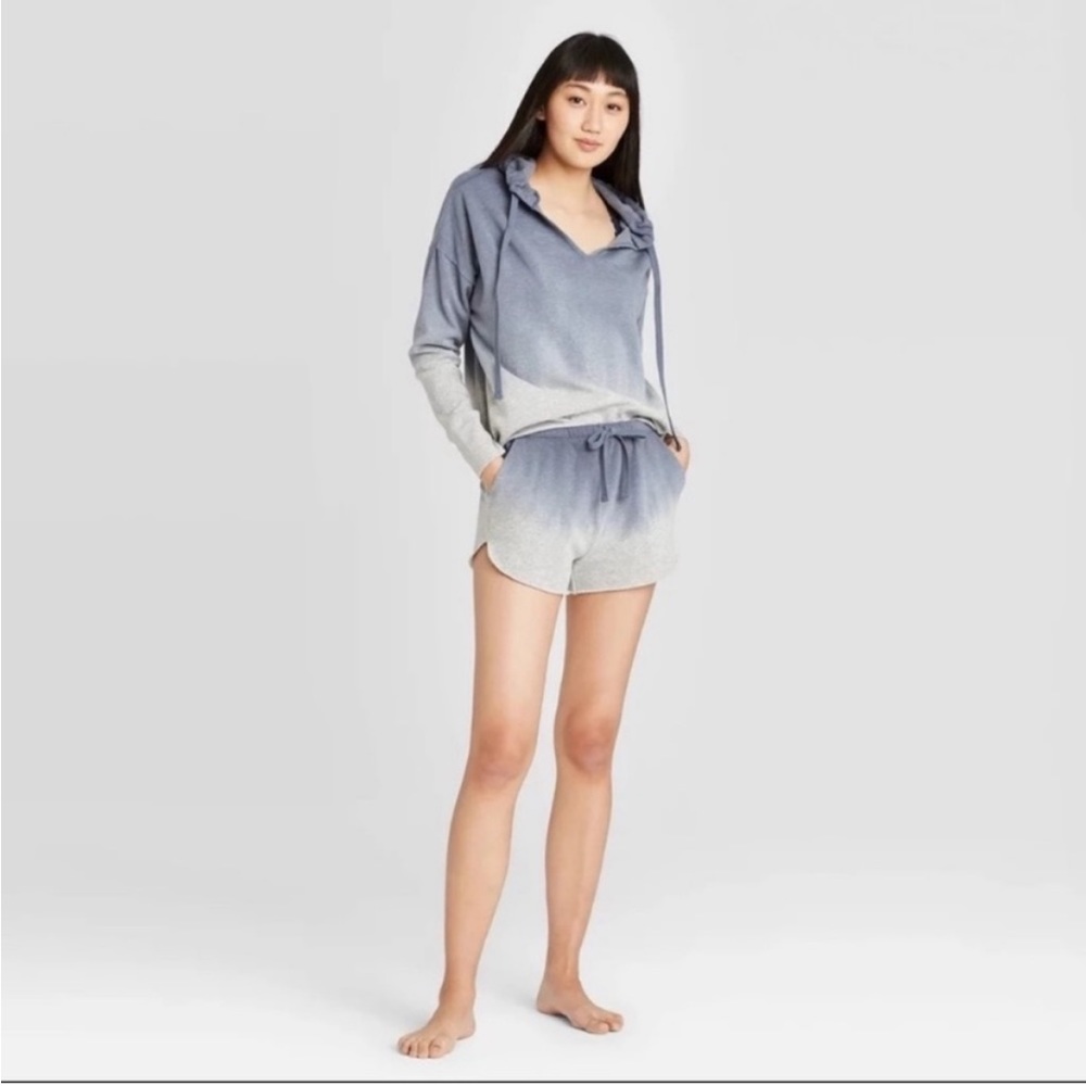 Women's Dip Dye Hooded Lounge Sweatshirt & Shorts - Colsie™.  Blue